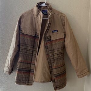 Patagonia Out Yonder Tan and Brown Striped Jacket